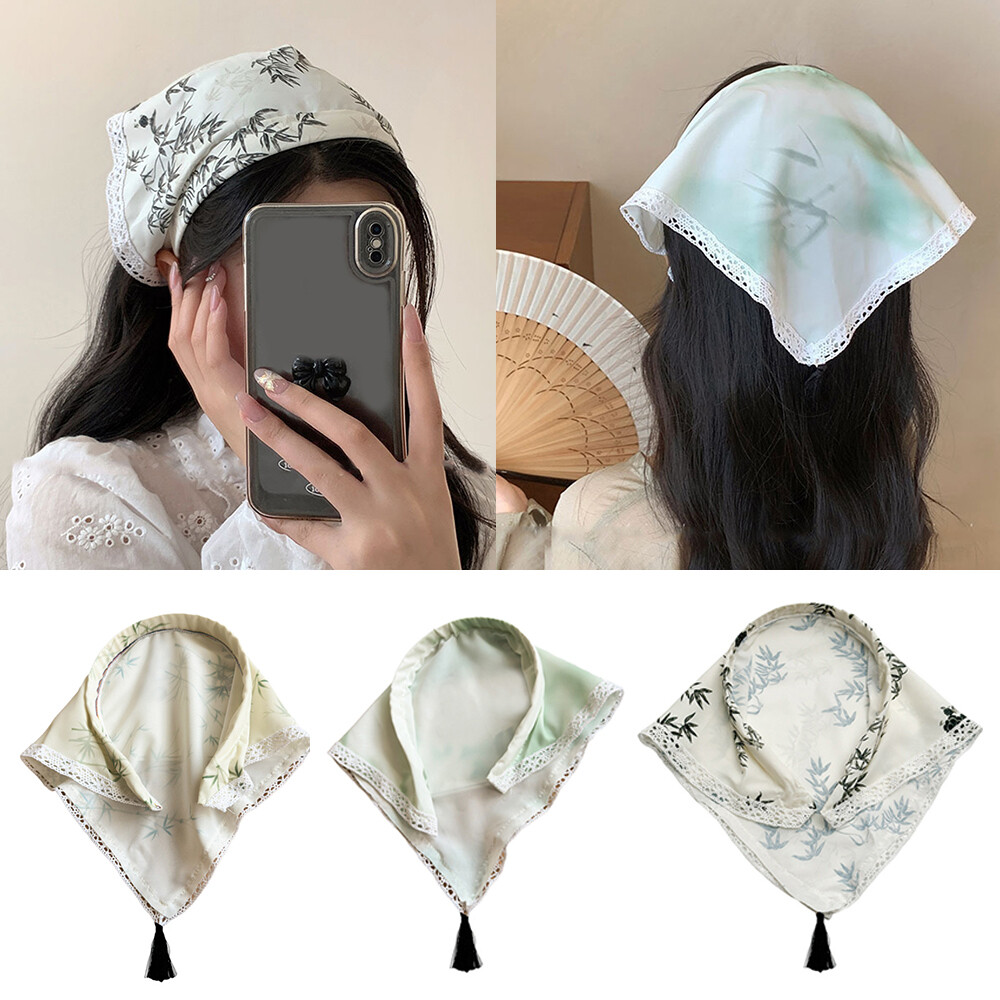 Women New Chinese Style Ink Painting Triangle Headband Hair