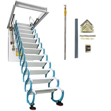 9.84ft Attic Pull Down Ceiling Ladder Stairs Hidden Telescopic Folding Ladder