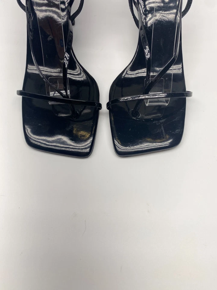 Sandalia Jeffrey Campbell para mujer Fluxx negra charol correa tacón talla 6,5 Foto 3 de 4