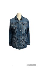 Lularoe Jaxon M Demin Jacket With Embroidery Long Sleeve With Pockets