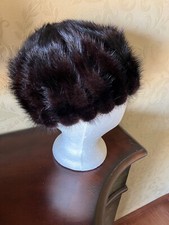 Vintage Dark Brown Christine Original Mink Fur Pillbox Ladies Hat w Union Label