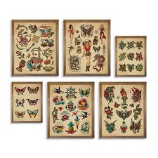 Tattoo Shop Wall Decoration - Old School Tattoo Pictures - Vintage Tattoo Pos...