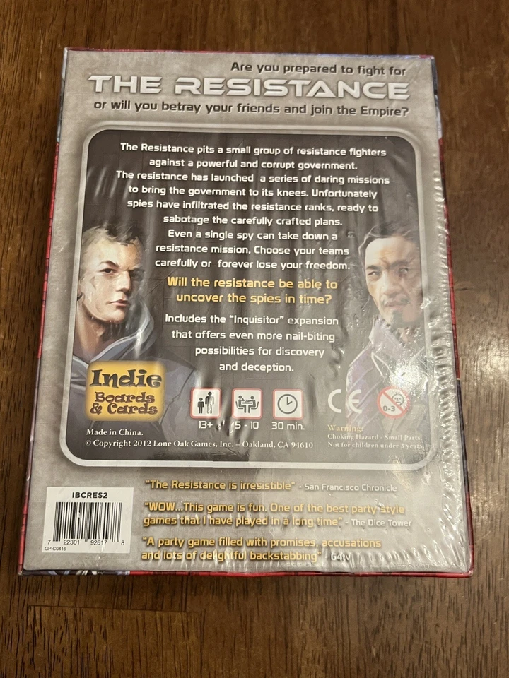 The Resistance Board Game, an Indie Boards and Cards Game - NIB - Image 2 of 2