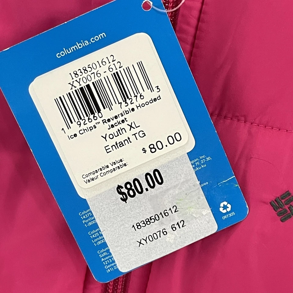 Columbia Youth Ice Chips Reversible Winter Parka Jacket XL 18-20 Pink - Image 3 of 4
