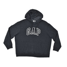 GAP Hoodie Mens XXL Dark Gray Heather Fleece Big Logo Pullover Sweatshirt