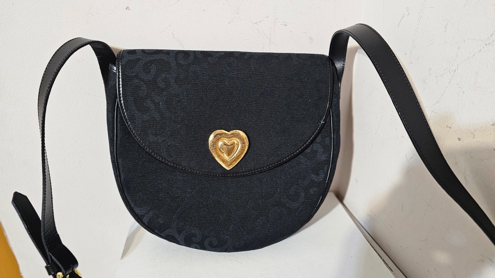Yves Saint Laurent Vintage Heart Logo Baroque Saddle Bag