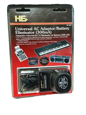 Universal AC Adapter 300mA Multi Voltage 1.5V-12V Battery Eliminator NIB