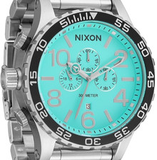 NIXON 51-30 Chrono - Silver/Turquoise Chronograph Men's Watch A1389-2084