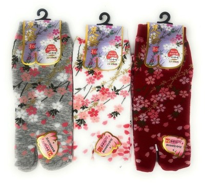 Nagomi Sakura Cherry Blossom Spring Petals Japanese Split Toe Tabi Socks  Sz 6-8