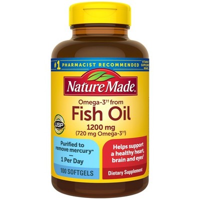 100 Count (Pack of 1), Nature Made One Per Day Fish Oil 1200 Mg Softgels 100...