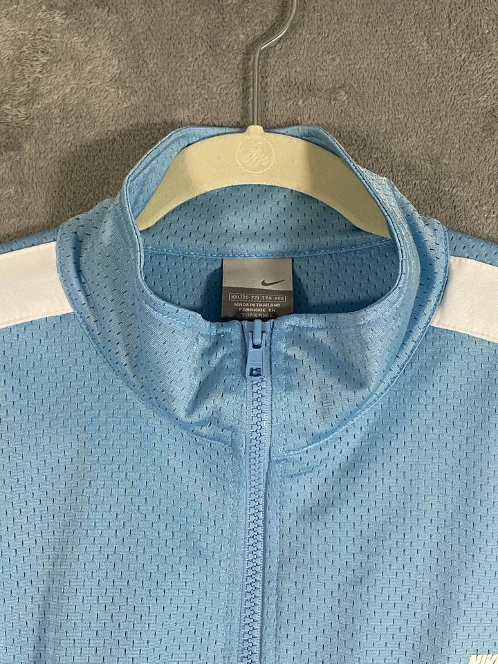 Nike Track Suit Womens 2XL Light Blue Mesh Warm Up Full Zip Jacket Pants Set - Image 3 of 4