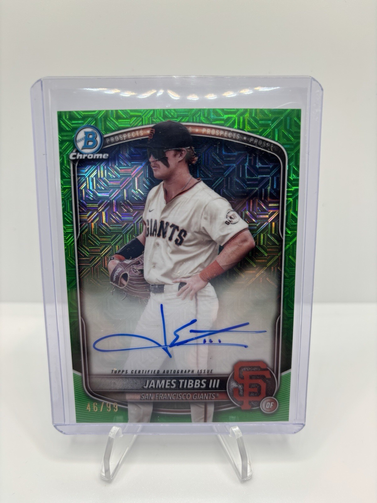 2025 Bowman Chrome James Tibbs III Mega Mojo Refractor Green Parallel Auto #/99