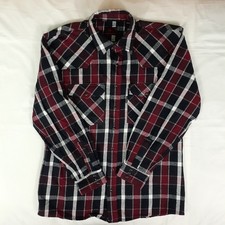Five Brother Pearl Snap Flannel Shirt Men XL Red Plaid Western Yokes Heavyweight