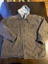 Dickies Jacket Duck Canvas Quilted Lined Work Barn Chore Coat Hood Brown XL