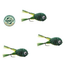 Deer Hair Frog in Green, Deer Hair Popper, Diver Size #1, 1/0, 2/0 - Qty 3