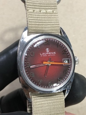 70er Laurens Cal Otero 844 rotes Zifferblatt Handaufzug Vintage Uhr Lorenz gewartet