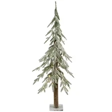 Pre-Lit Alpine Flocked Artificial Christmas Tree-4'-Clear LED Lights