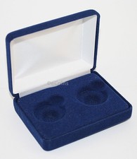 Blue Felt COIN DISPLAY GIFT METAL BOX holds 2-Quarters or Presidential 1 Dollar