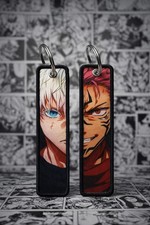 Anime Jujutsu Kaisen Satoru Gojo and Sukuna Embroidered Double-Sided Keychain