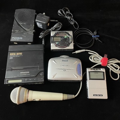 Vintage Electronics Lot Kenwood CD Player Sharp MiniDisc RCA Cassette Walkman