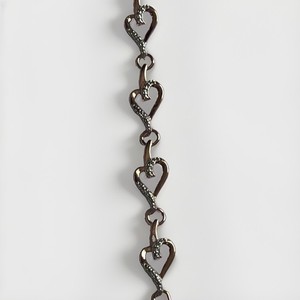 925 Sterling Silver Rose Gold Plated Heart Link Bracelet Natural Diamonds .02Ctw