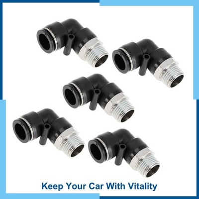 Push to Fittings 5/8'' 90 Degrees Air Line Quick Joint 1/2''NPT Black Silver Tone