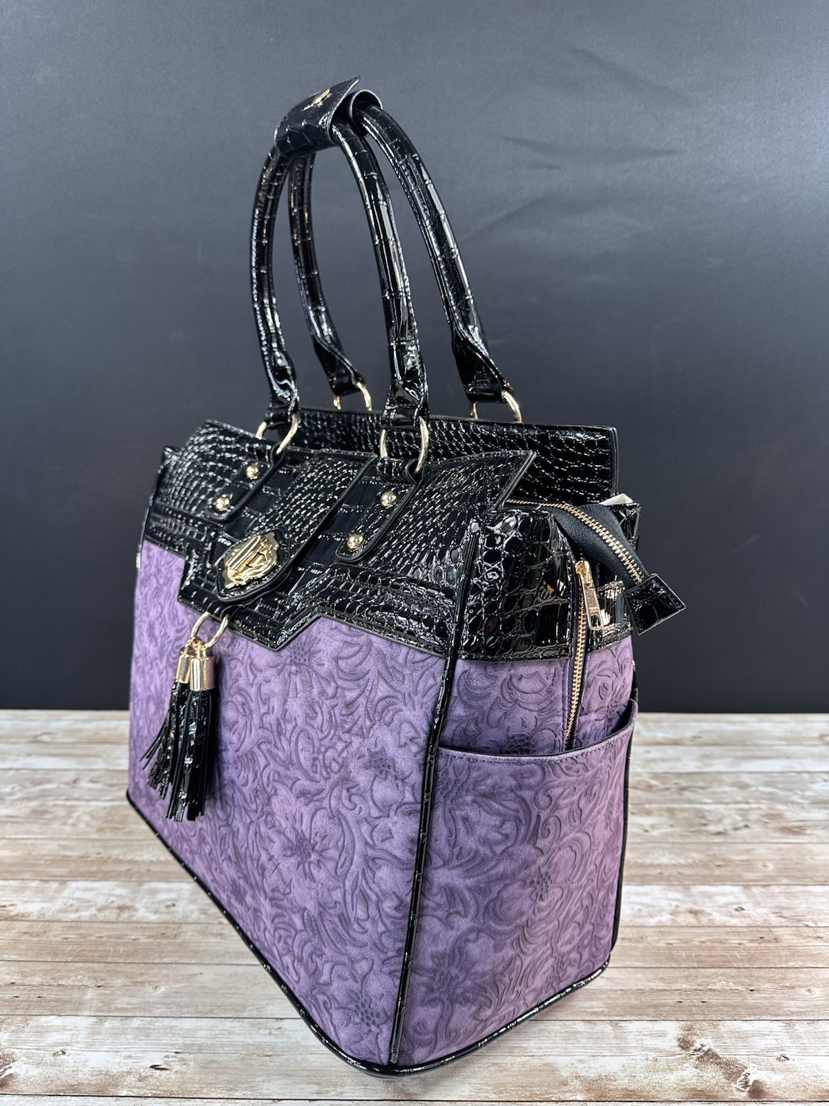 Rolling Laptop Bag - THE CONTESSA Purple Laptop Briefcase W/