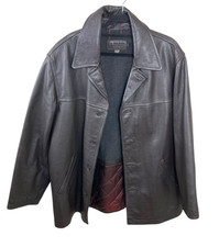 J. Crew Vintage Brown Wool Lined 100 Leather Jacket Coat Size Large