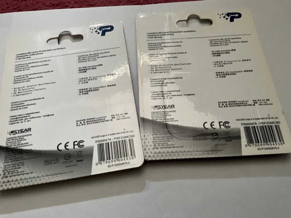 2pcs 2gb SD patriot micr SD +2 adapters for NIKON  Canon & Kodak SD Cameras - Image 3 of 3