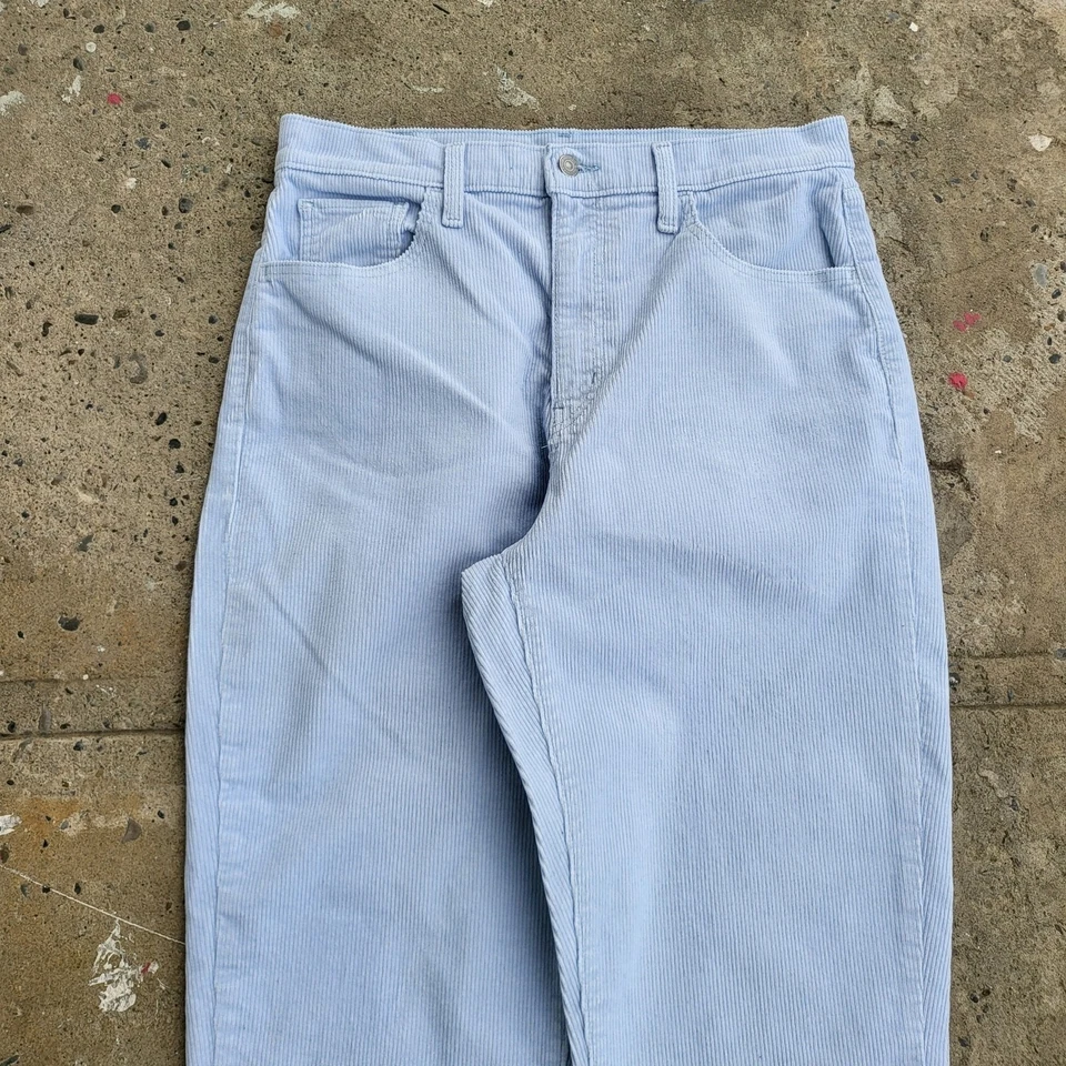 Levi's High Waisted Jean Corduroy Pants Womans 34x28 Blue Mom Loose Baggy Tag 32 - Image 2 of 4