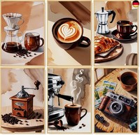 6 StüCk Malen Nach Zahlen Erwachsene Kaffee, Kaffee Malen Nach Zahlen, DIY