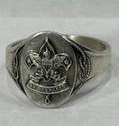 Vintage 925 Sterling Be Prepared Boy Scouts of America Ring - Size 9