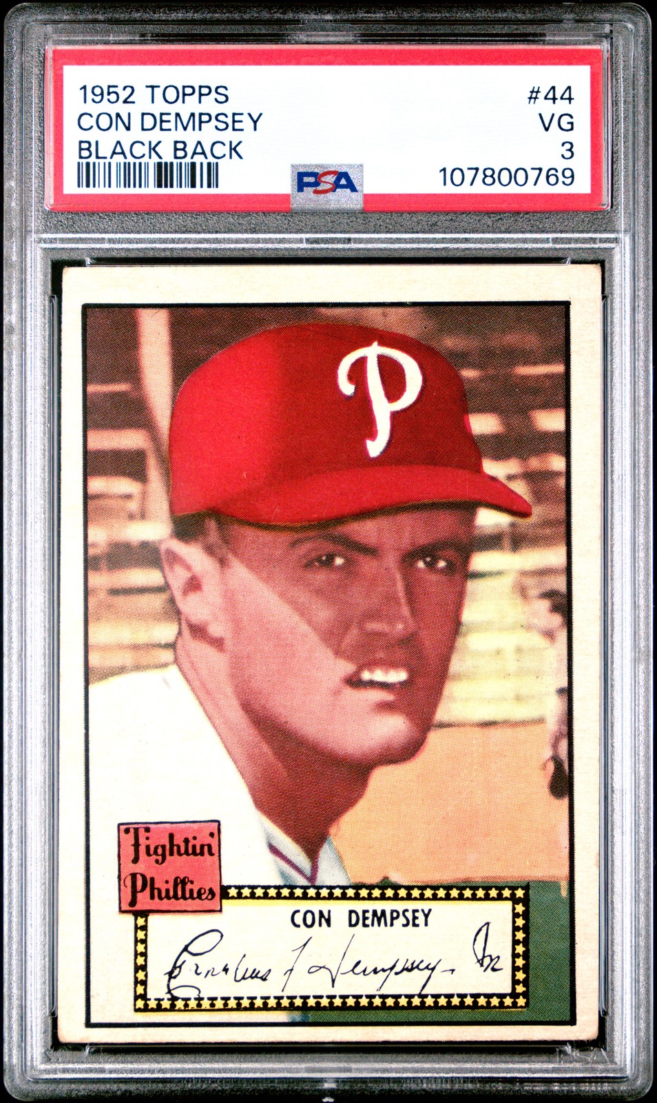 1952 TOPPS BLACK BACK #44 CON DEMPSEY PSA 3