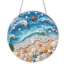 Diamond Art Kits Hanging Beach Sign, DIY 5D Special Shaped Diamond Painting B...