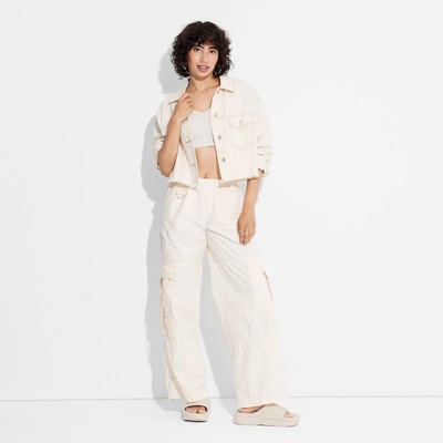 Women's Mid-Rise Wide Leg Pull-On Cargo Pants - Wild Fable