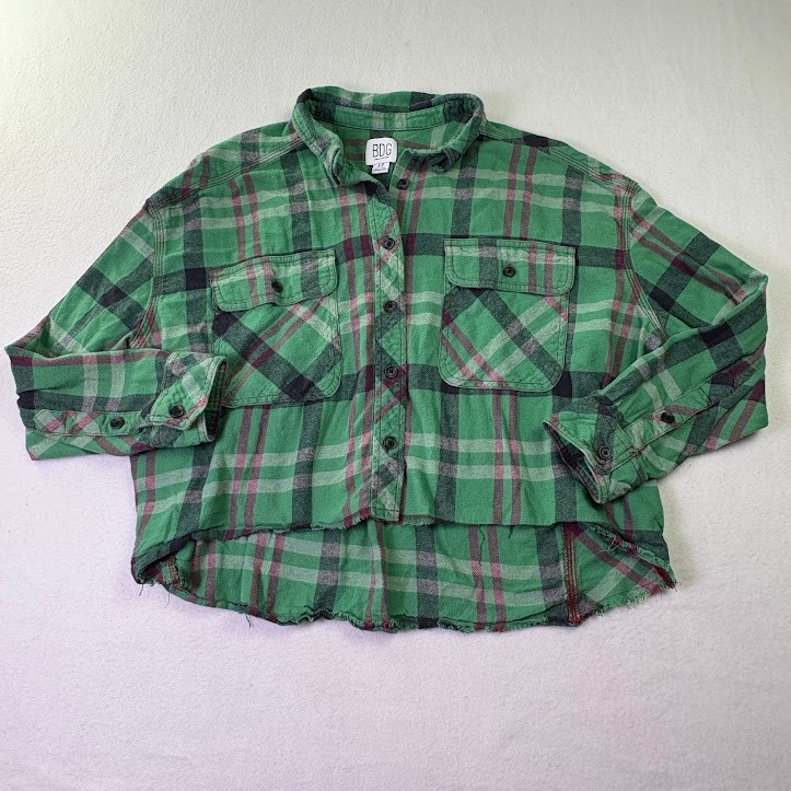 BDG  Rayne Patchwork Button Down Cropped Shirt So… - image 1