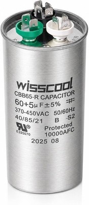 UL 60 5 MFD 370V 440VAC CBB65 Round Dual Run Start Capacitor Hea Model: 60+5UF