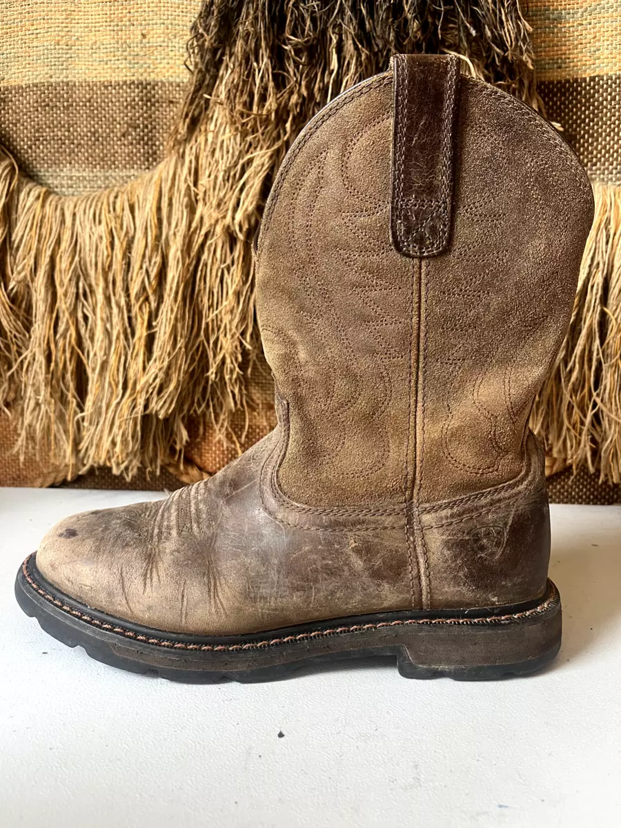 ARIAT Western Steel toe GROUNDBREAKER Brown Leather Pull On