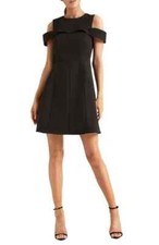 Halston Heritage Cold Shoulder Cocktail Dress Black Size 4 $159