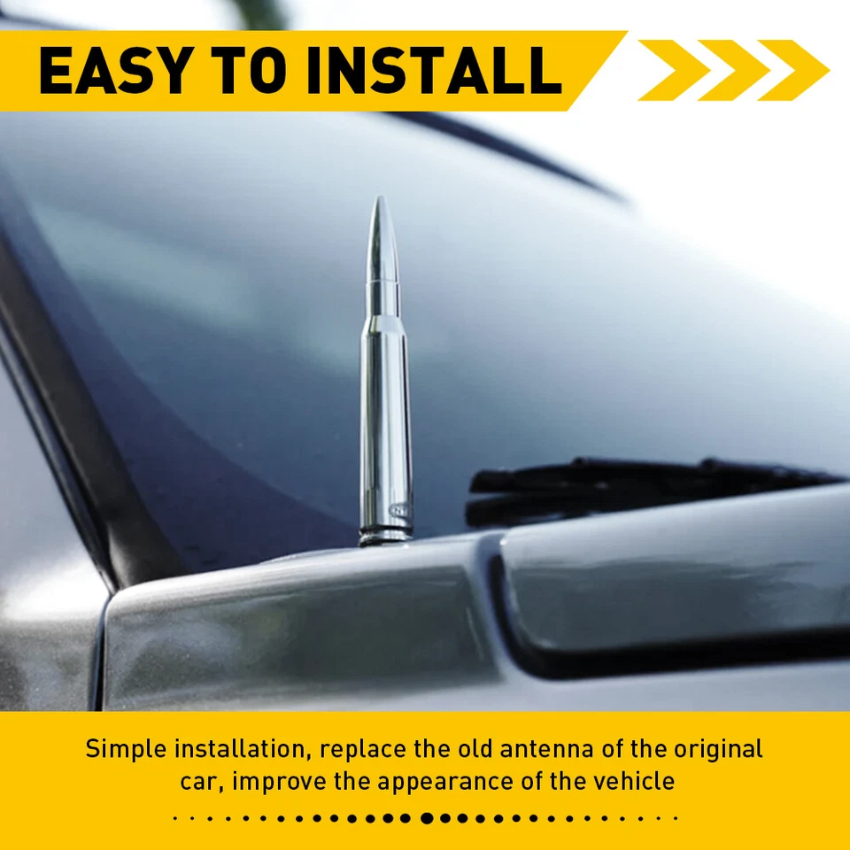 1X 5.5" Silver Bullet Antenna For Chevrolet Silverado 1500/2500/3500(2005-2021) - Imagem 3 de 4