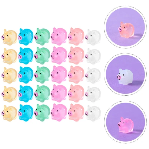 30PCS Mini Pig Resin Animal Charm Ornaments Glow in The Dark Decor DIY Craft Toy - Picture 13 of 13