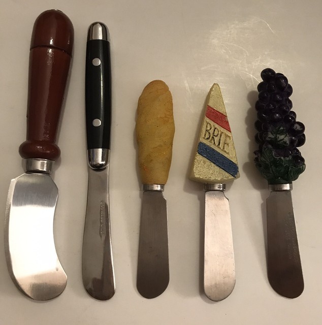 Mixed Lot Vintage Knives, Dip Spreaders & Cheese Stainless Serving