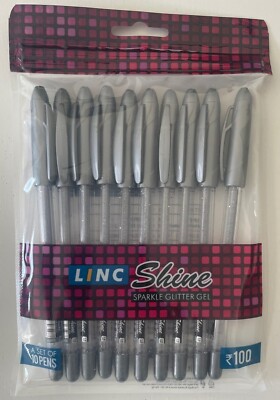 10 x Linc Shine Sparkle Glitzer Gelstifte 1,0 mm Spitze - SILBER