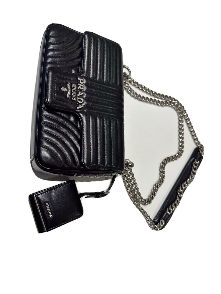 Prada Diagramme Genuine Leather Handbag Luxury Designer Purse
