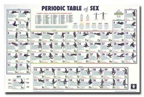 PERIODIC TABLE OF SEX POSTER 58 Positions RARE 24X36 - Afbeelding 1 van 1