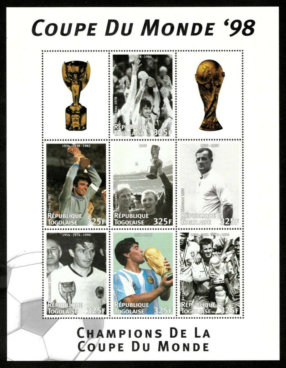 Togo 1998 - Champions World Cup Soccer - Sheet of 7 Stamps Scott