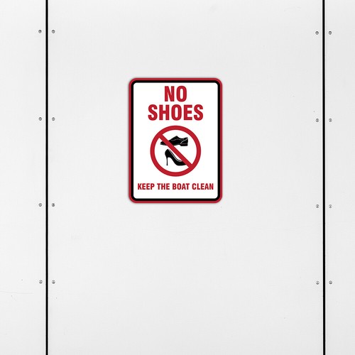 Portrait Round Plus No Shoes Keep the Boat Clean Wall or Door Sign - Picture 2 of 28