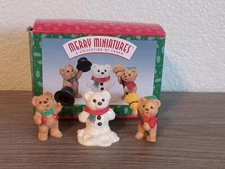 Vintage 1997 Hallmark Premiere Event Merry Miniatures Snowbear Season 3-pc set