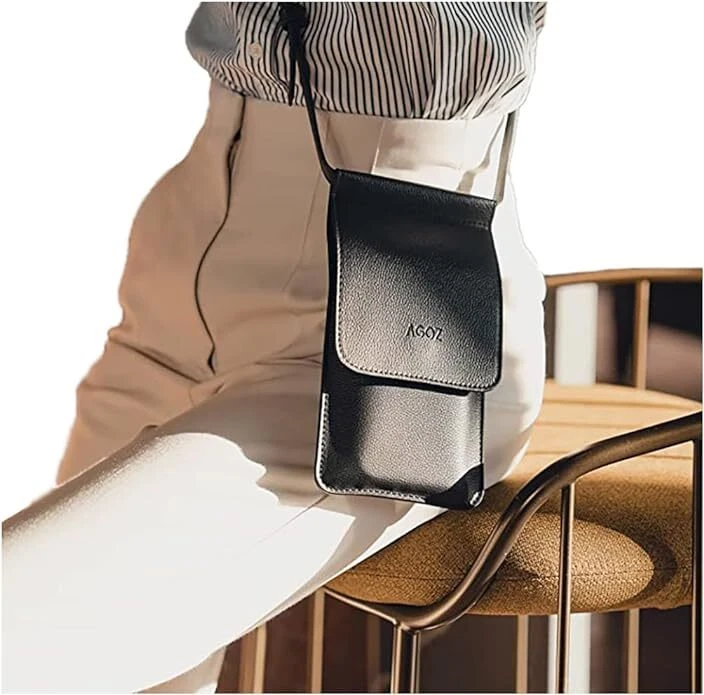 Leather Women s Crossbody Handbag Slim Shoulder Sling Bag for iPhone 15 Pro Max