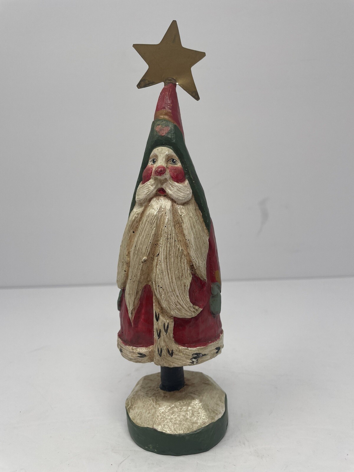 Vintage House of Hatten Santa 1989 Gold Star Figurine 8.5 in Folk Art